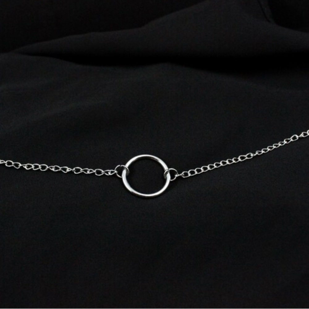 Silver 925 Unisex Circle Ring Hoop Charm Necklace